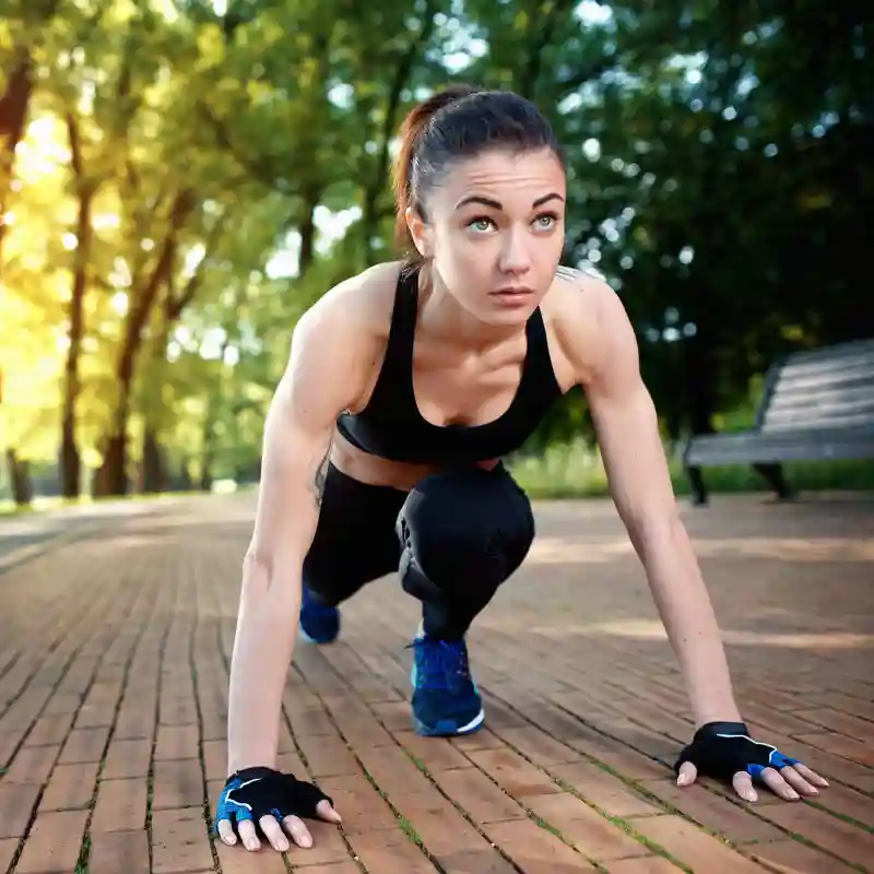 woman is preparing to run in the summer in the park