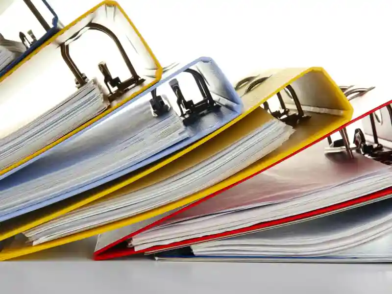 Bright office folders isolated on white.